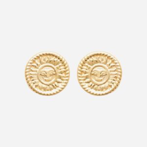 Boucles oreilles soleil plaqué or 750 visage souriant personnifié - Vue principale bonne humeur
