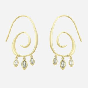 Boucles d'oreilles spirale gouttes zirconium plaqué or 3 microns