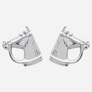 Boucles d'oreilles tête de cheval argent 925 rhodié ciselées