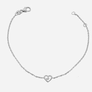 Bracelet 2 coeurs argent 925 rhodié ajouré plein - Vue principale symbole amour vie harmonie