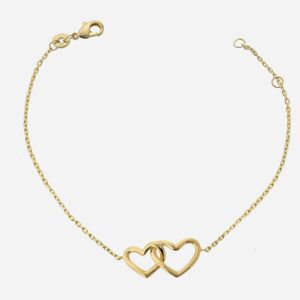 Bracelet 2 cœurs enlacés plaqué or 750 symbole amour vie union intemporelle