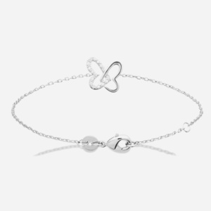 Bracelet 2 cœurs argent 925 rhodié serti oxyde zirconium - Vue principale pendentif amour partagé