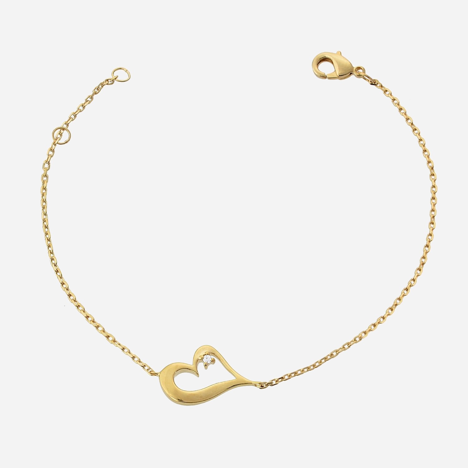 Bracelet cœur ajouré plaqué or 750 oxyde zirconium expression raffinée amour