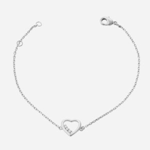 Bracelet cœur oxydes zirconium argent 925 rhodié symbole amour scintillant