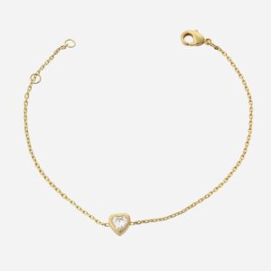 Bracelet coeur plaqué or 750 oxyde zirconium - Vue principale symbole amour vie scintillant