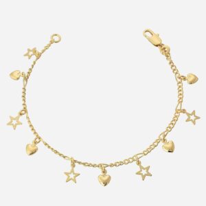 Bracelet coeur étoile plaqué or 750 pendants - Vue principale amour éternel lumière harmonie