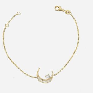 Bracelet croissant de lune plaqué or 3 microns oxyde zirconium