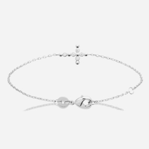 Bracelet croix argent 925 rhodié oxyde zirconium clos - Vue principale glamour protection