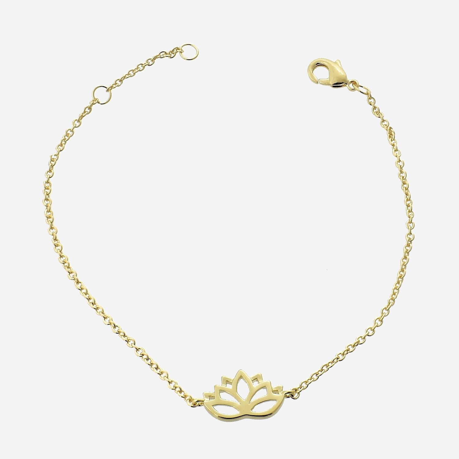 Bracelet fleur de lotus plaqué or 750 symbole spiritualité pureté renaissance élégant