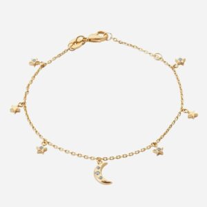 Bracelet lune étoiles plaqué or 750 oxydes zirconium constellation