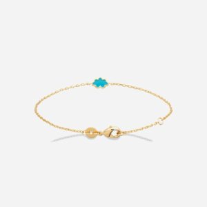 Bracelet nuage enfant émail coloré bleu plaqué or 750 douceur rêverie