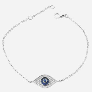 Bracelet œil bleu argent 925 rhodié protecteur oxydes zirconium
