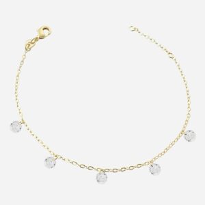 Bracelet pampilles oxyde zirconium plaqué or 750 mouvement scintillant doré lumineux