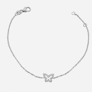 Bracelet papillon argent 925 rhodié oxyde zirconium enfant - Vue principale cadeau sourire