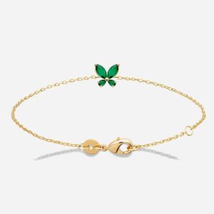 Bracelet papillon plaqué or 750 oxyde zirconium vert - Vue principale bijou exception sophistication