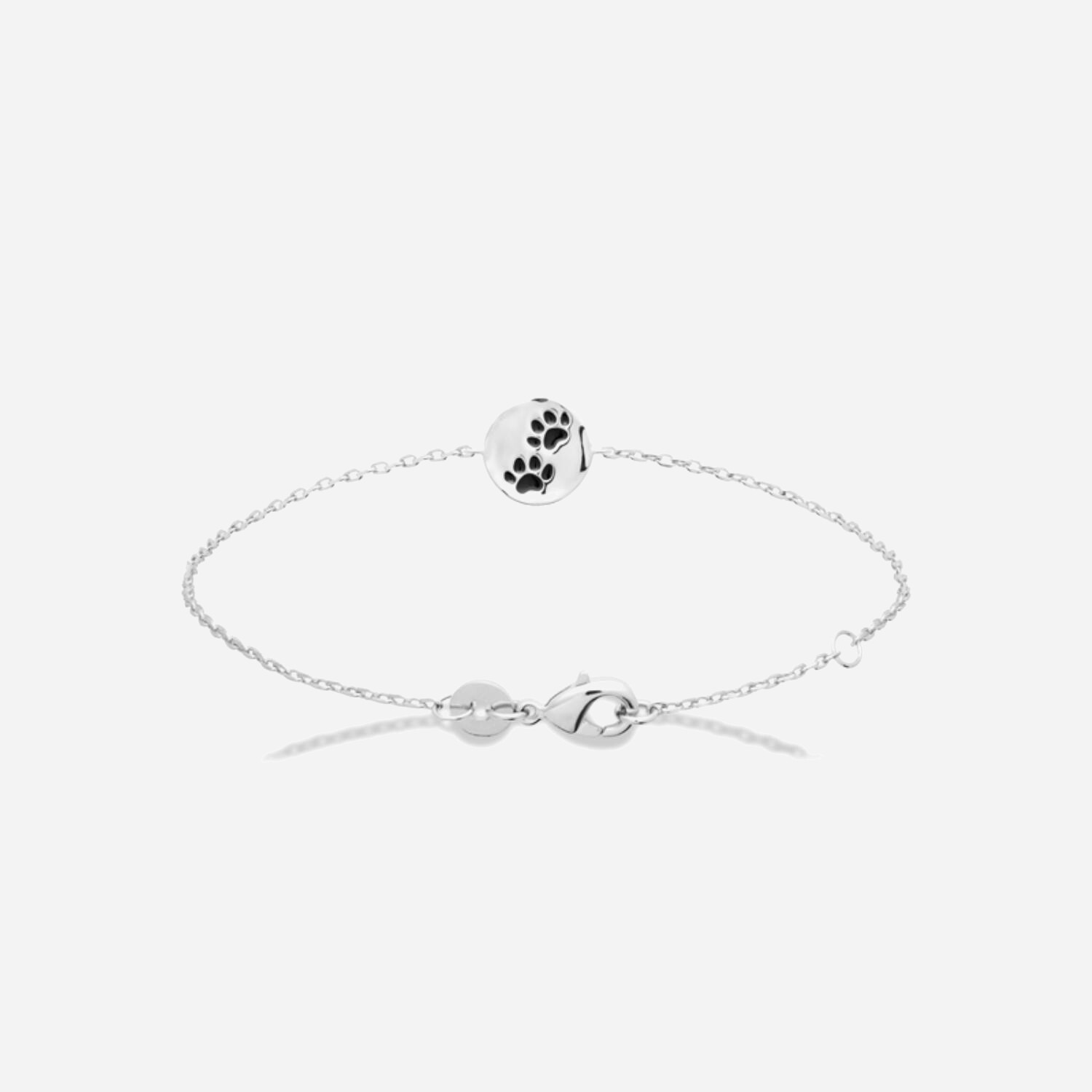 Bracelet patte chien chat enfant coussinet émail coloré argent 925 rhodié