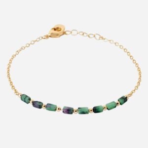 Bracelet plaqué or 750 3 microns avec pierres rubis zoïsite