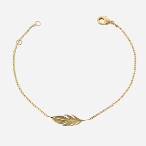 Bracelet plume plaqué or 750 symbole liberté légèreté spiritualité
