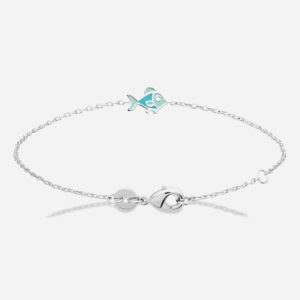 Bracelet poisson argent 925 rhodié émail coloré enfant - Vue principale charme marin