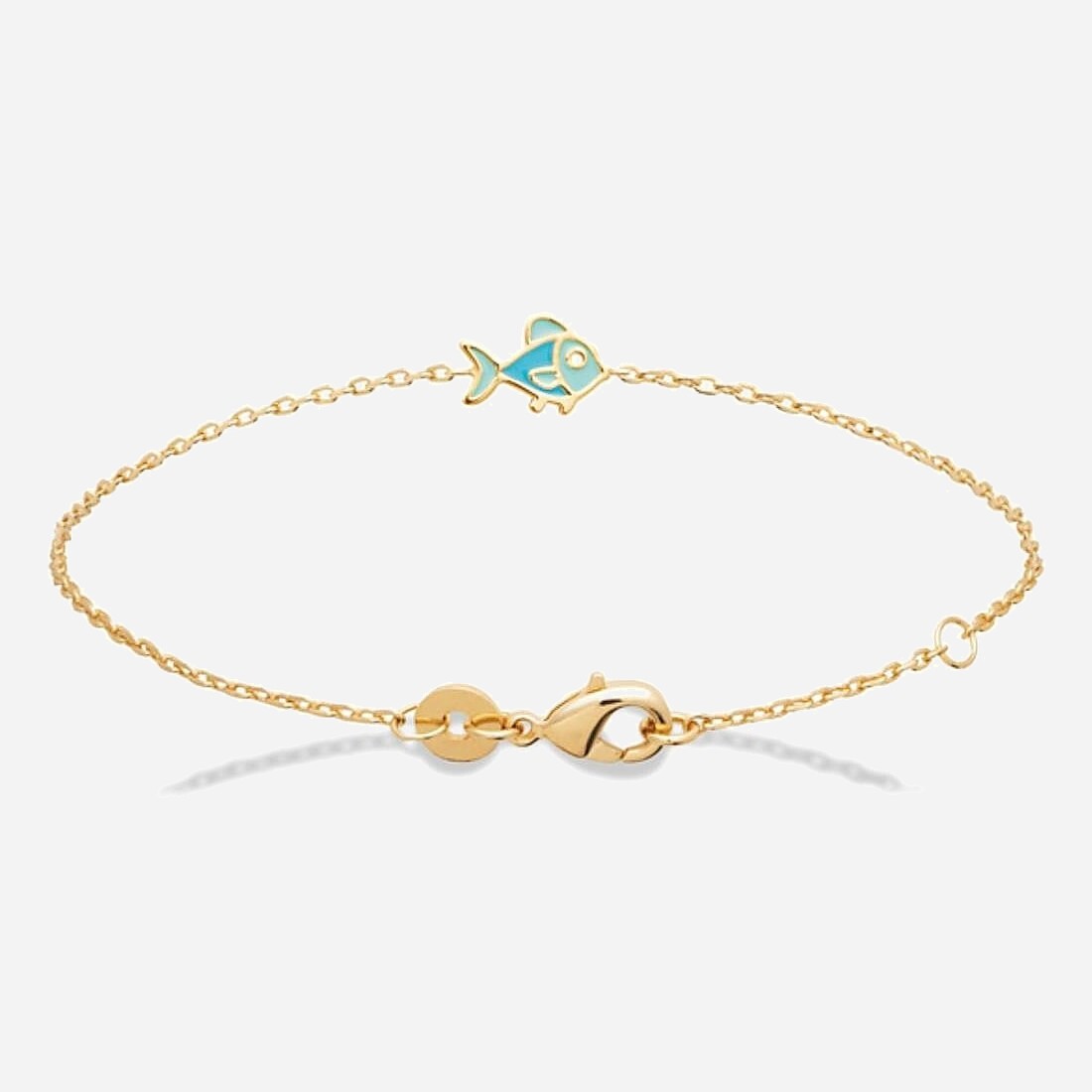 Bracelet poisson plaqué or 750 émail coloré enfant - Vue principale charme marin