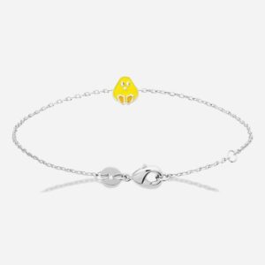 Bracelet poussin argent 925 rhodié émail coloré enfant - Vue principale joie adorable