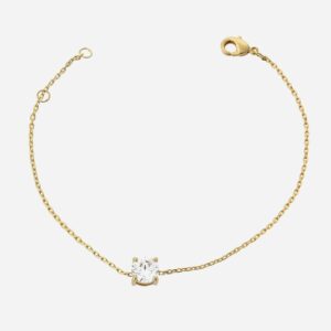 Bracelet solitaire oxyde zirconium plaqué or 750 élégance minimaliste scintillante
