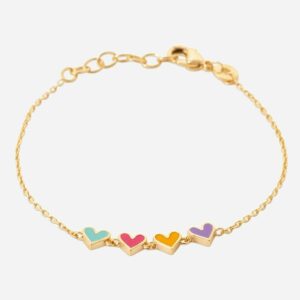 Bracelet 4 cœurs enfant émail coloré plaqué or 750 douceur élégance harmonie