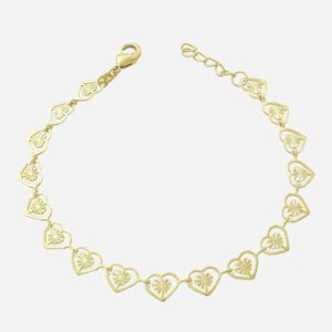 Bracelet suite de cœurs plaqué or 750 symbole amour vie forme universelle