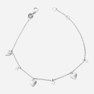Bracelet cœur argent 925 zirconium suite de cœurs rhodié