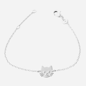 Bracelet tête chat argent 925 rhodié enfant - Vue principale pendentif charmant ludique