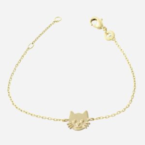 Bracelet chat plaqué or 3 microns enfant tête de chat