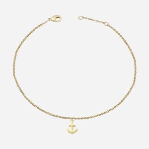 Chaîne de cheville ancre pendante plaqué or 3 microns marine