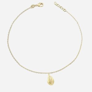 Chaîne de cheville coquillage cauri plaqué or 3 microns pendant