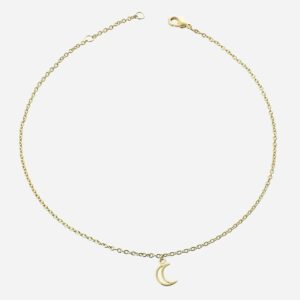 Chaîne cheville croissant lune plaqué or 750 ajouré - Vue principale rêve mystère céleste poétique