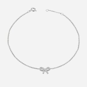 Chaîne de cheville nœud papillon oxyde zirconium argent 925 rhodié élégance féminine scintillante