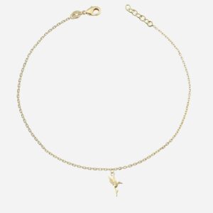 Chaîne cheville oiseau colibri plaqué or 3 microns pendant