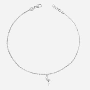 Chaîne de cheville oiseau colibri argent 925 rhodié pendant