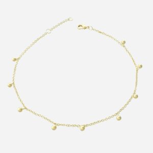 Chaîne de cheville pampilles boules pendantes plaqué or 3 microns cascade