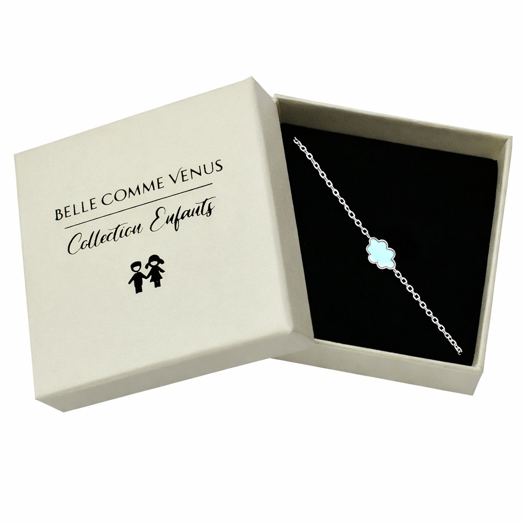 Bracelet nuage enfant émail bleu argent 925 rhodié dans écrin Belle Comme Venus Bracelet nuage enfant émail bleu argent 925 rhodié dans écrin Belle Comme Venus