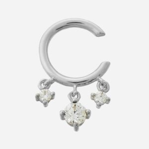 Clip oreille earcuff argent 925 3 zirconium pendants rhodié