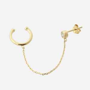 Clip oreille earcuff chaînette plaqué or 3 microns zirconium