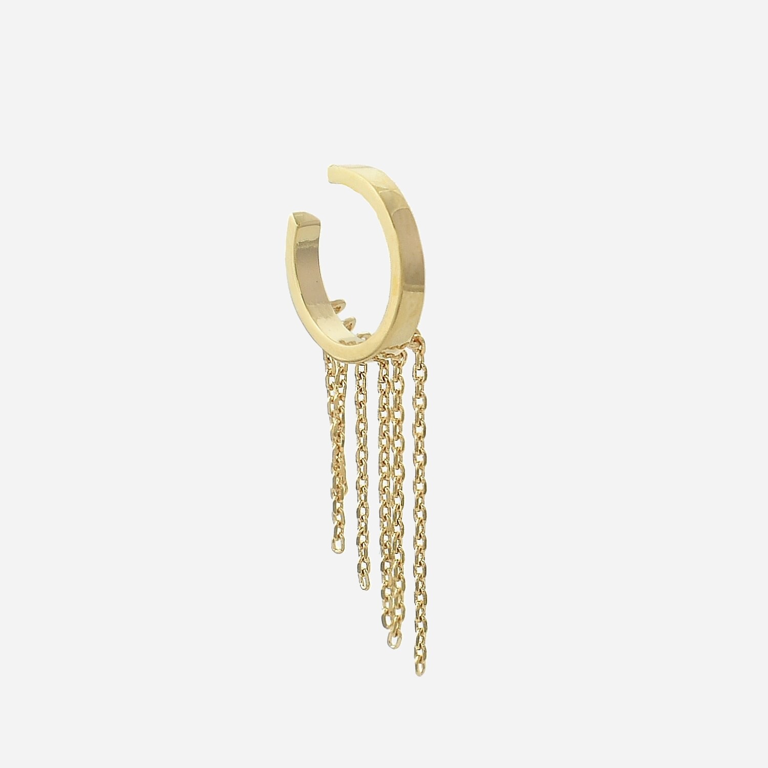 Clip oreille earcuff chaînettes plaqué or 3 microns pendantes