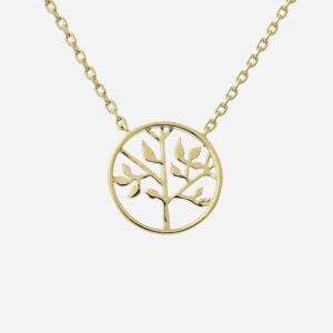 Collier arbre vie plaqué or 750 - Vue principale cycle vie sagesse ancestrale amulette
