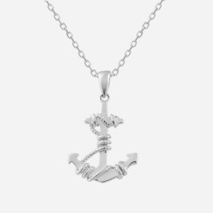 Collier ancre marine argent 925 rhodié cordes - Vue principale esprit marin aventure
