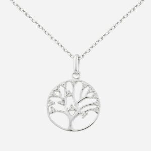 Collier arbre de vie oxydes de zirconium Argent 925 Rhodié