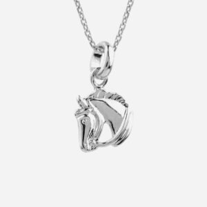 Collier buste de cheval enfant argent 925 rhodié ciselé noble