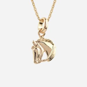 Collier buste cheval plaqué or 750 enfant - Vue principale émerveillement aventure passion équestre