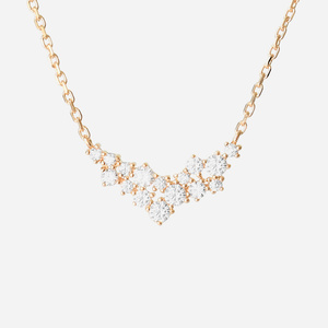 Collier cascade plaqué or 750 oxydes zirconium - Vue principale glamour éblouissant
