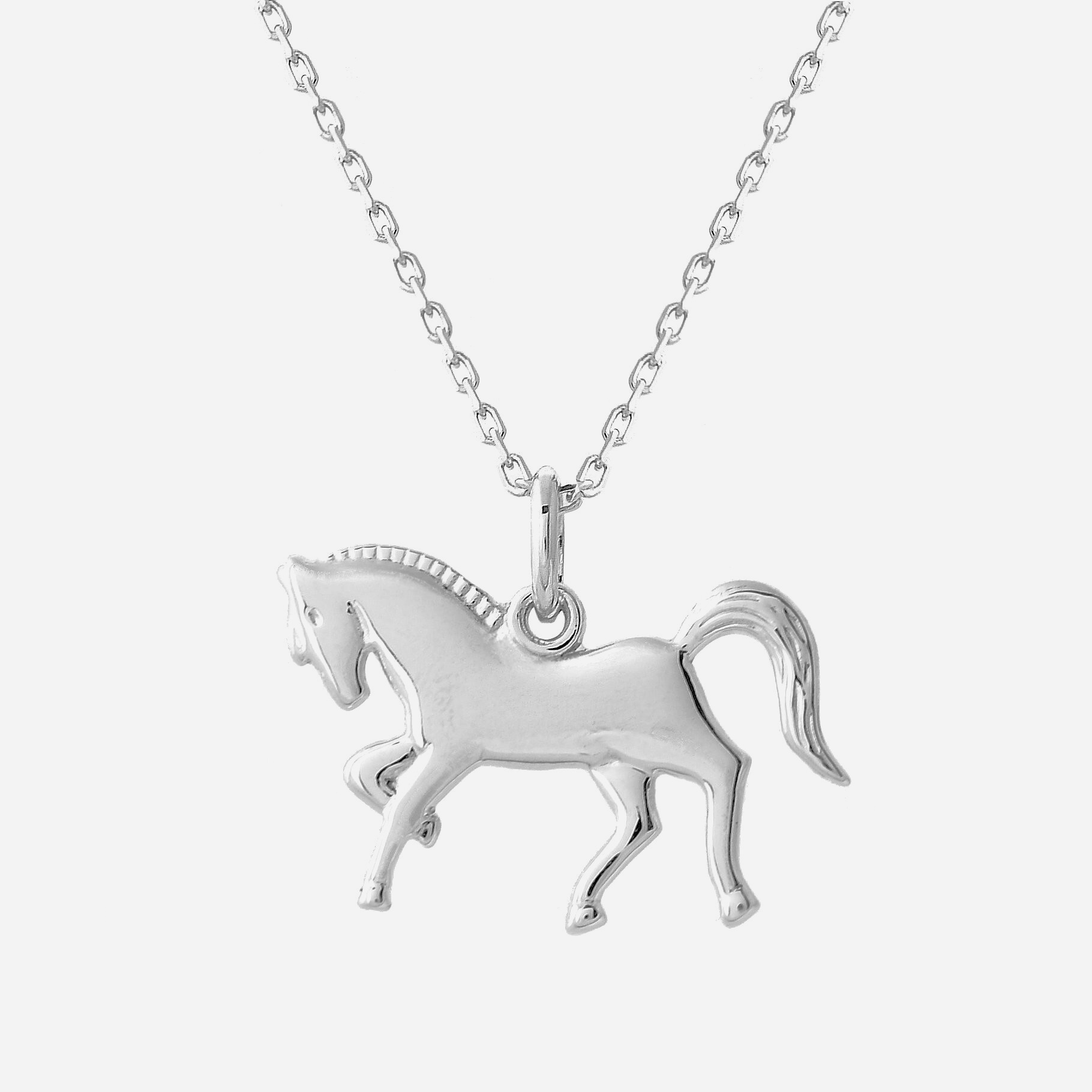 Collier cheval argent 925 rhodié étalon galop - Vue principale passion équestre mouvement