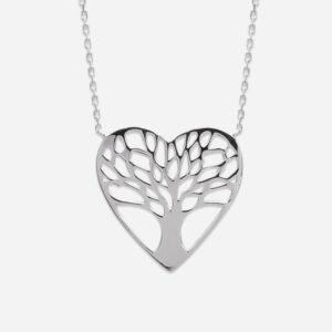 Collier coeur arbre vie argent 925 rhodié - Vue principale amour sagesse symboles universels